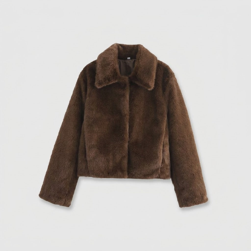 Damen Lange Jacke mit Reverskragen und Knopfdetail