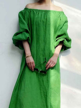 Lockere Off-Shoulder-Stretch-Casual-Kleid in Unifarben für einen schicken und bequemen Stil