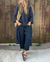 Damen-Set aus langem Tunika und Hose, bequem und elegant