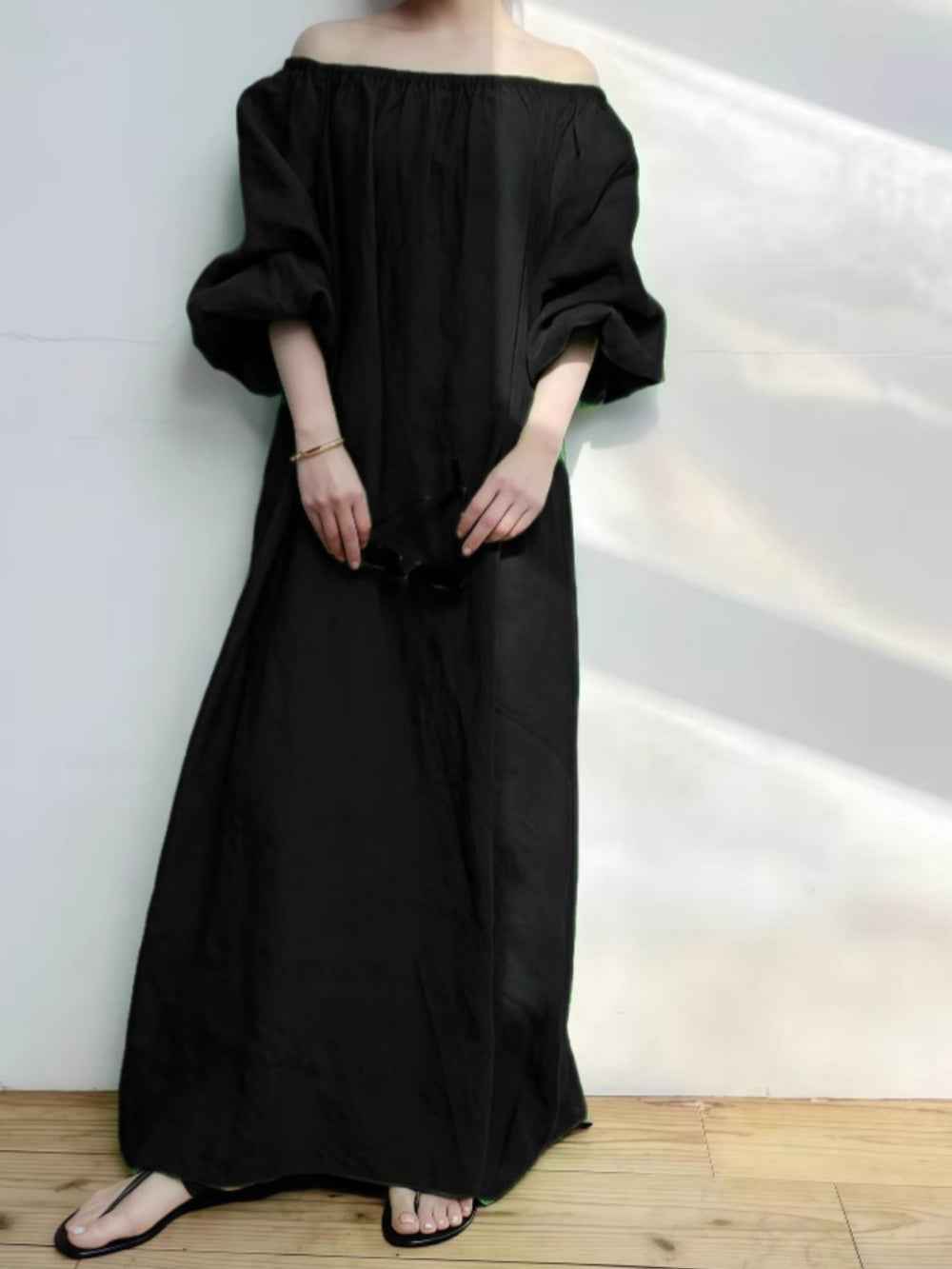 Lockere Off-Shoulder-Stretch-Casual-Kleid in Unifarben für einen schicken und bequemen Stil