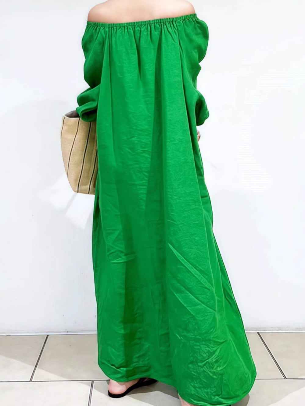 Lockere Off-Shoulder-Stretch-Casual-Kleid in Unifarben für einen schicken und bequemen Stil