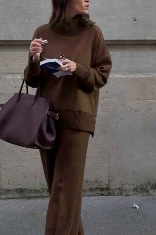 Long Sleeve Sweatshirt Casual Pocket Trousers Two-piece Set