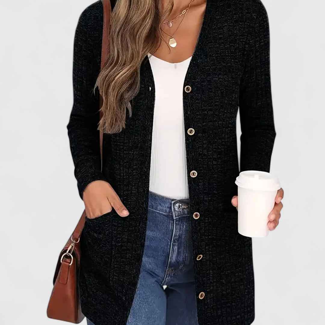 Lindsey - Bequemer V-Ausschnitt Cardigan für einen eleganten und lässigen Stil