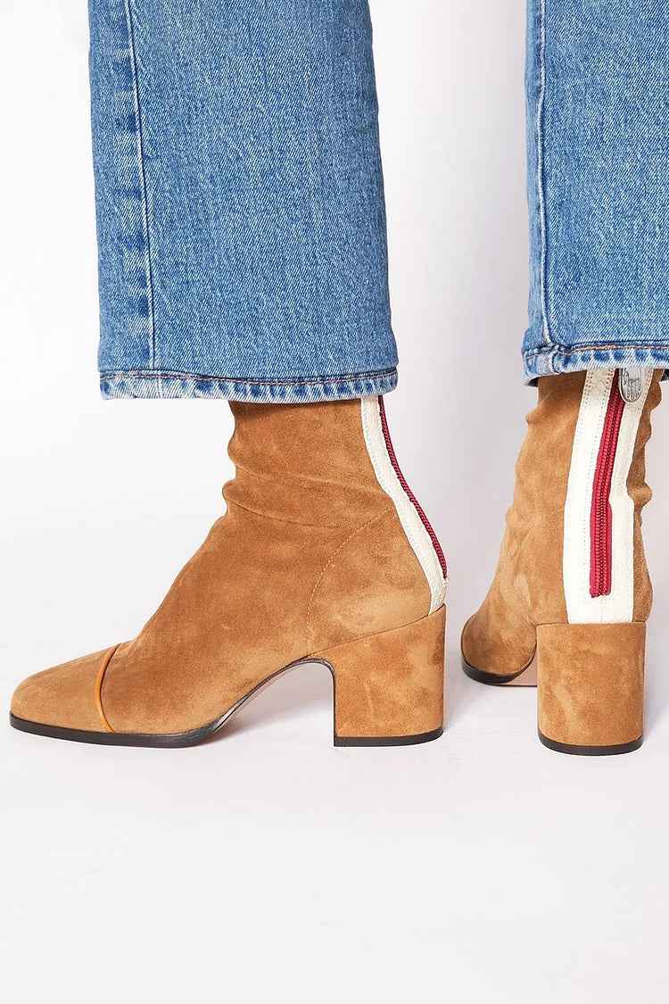 Damen-Suede-Knöchelstiefel mit Reißverschluss für stilvollen Komfort