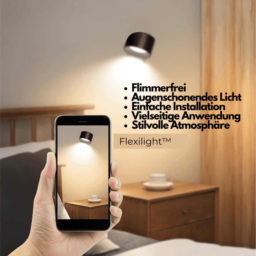 Wandleuchte mit Akku GlowFlex – 360° LED-Beleuchtung, vielseitig, elegant und praktisch