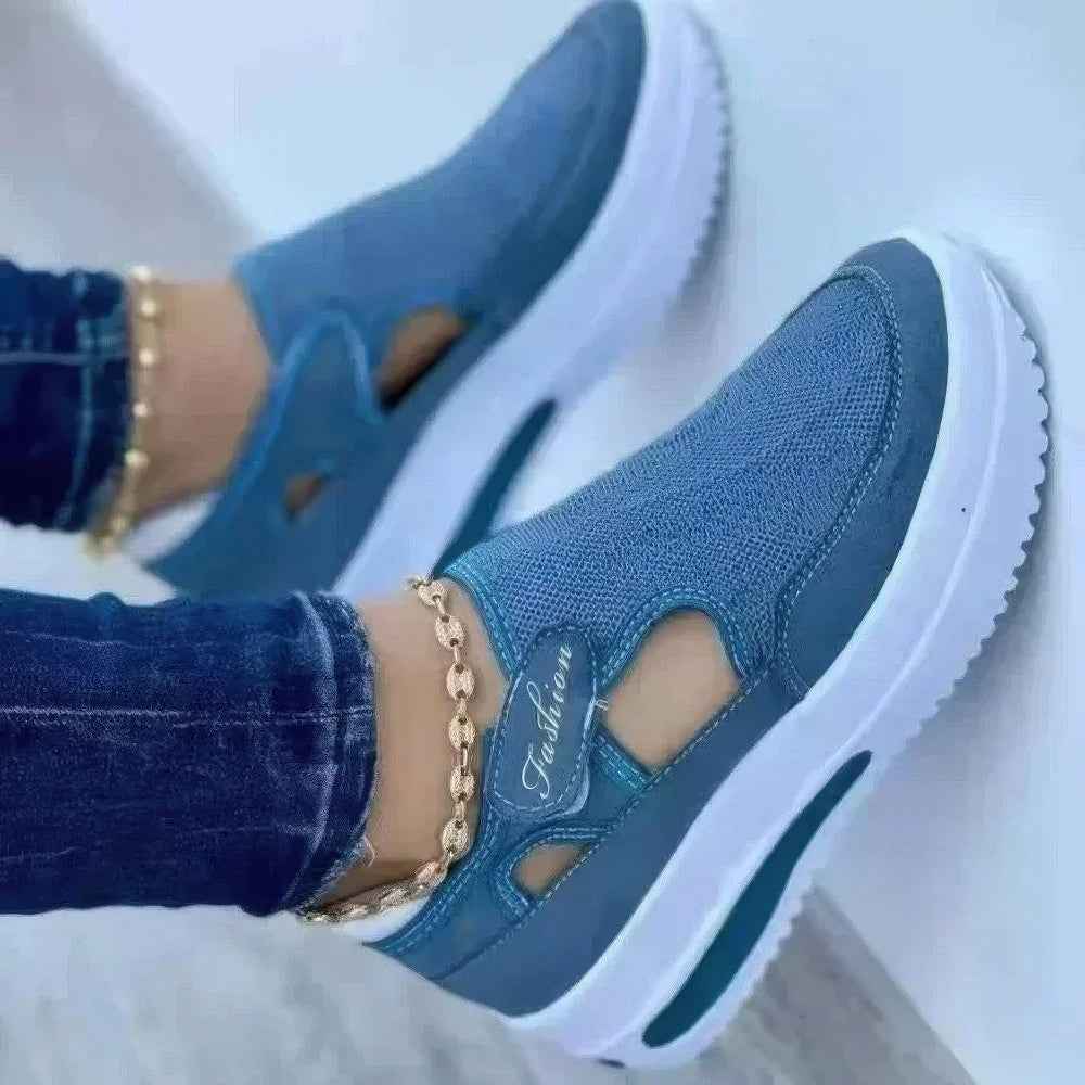 Damen Premium atmungsaktive Kaschmir-Mesh-Plattform-Sneaker für ganztägigen Komfort