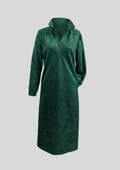 Lässiges Midikleid aus Wildleder in Grün mit Umschlag und Langarm