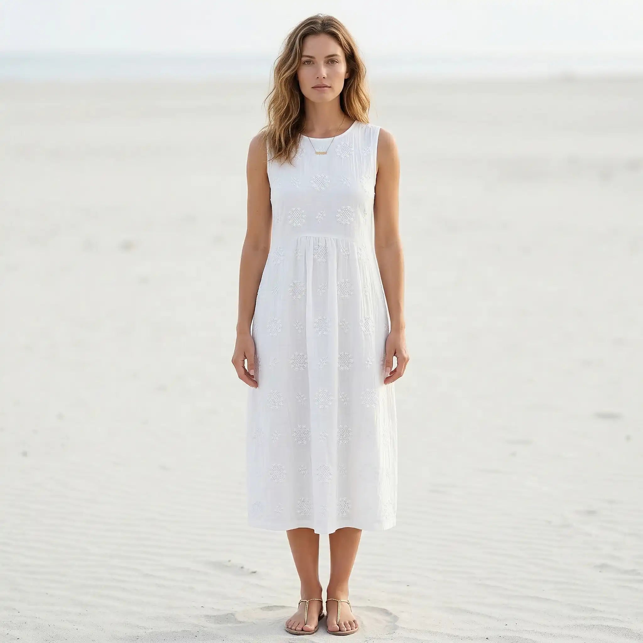 Élodie - Elegantes Oversized-Embroidered ärmelloses Kleid für einen anspruchsvollen Look