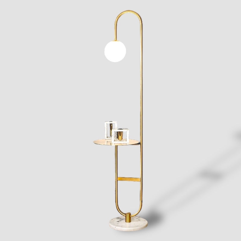 Oranthe - Moderne nordische LED-Floorlampe mit elegantem rundem Beistelltisch für stilvolle Beleuchtung und Komfort