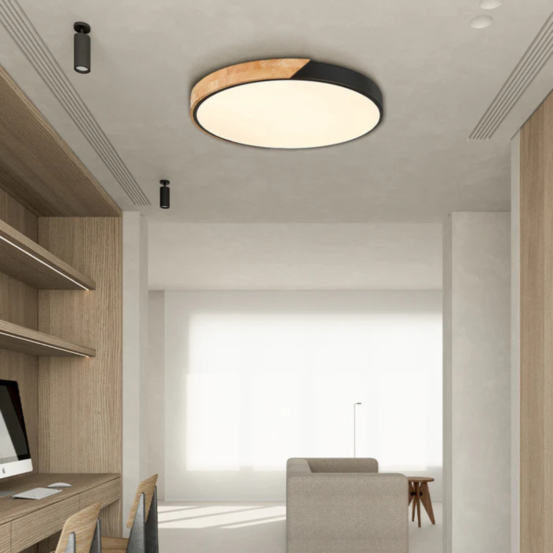 Delos - Elegante skandinavische Holz-LED-Deckenleuchte für moderne Innenräume
