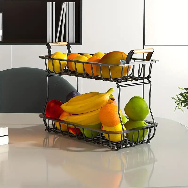FruitEase - Eleganter 2-stöckiger Obstorganizer für eine effiziente und geräumige Küche