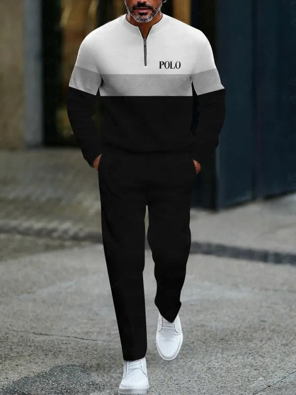 Elegantes langärmiges Zweiteilset mit Reißverschluss für einen stilvollen Look