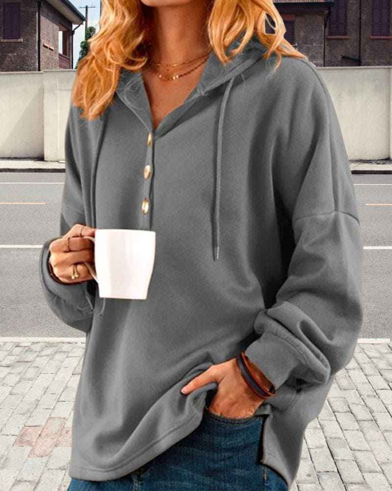 Eleganter Damen-Kapuzenpullover mit stilvollen Knöpfen