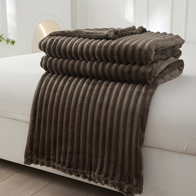 Cirethra Luxuriöse Weiche Plüschdecke mit Elegantem Rippmuster für Zusätzlichen Komfort