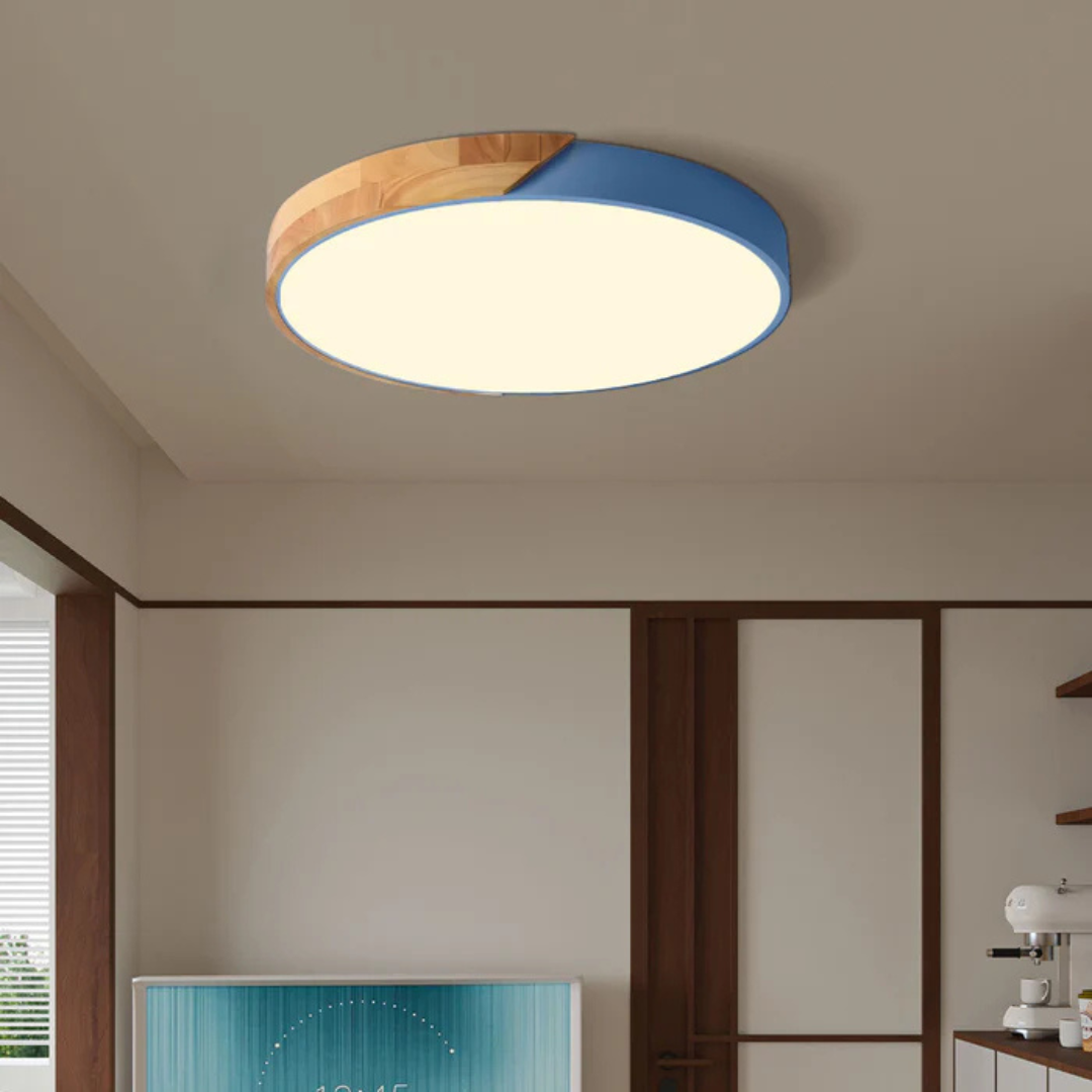 Delos - Elegante skandinavische Holz-LED-Deckenleuchte für moderne Innenräume