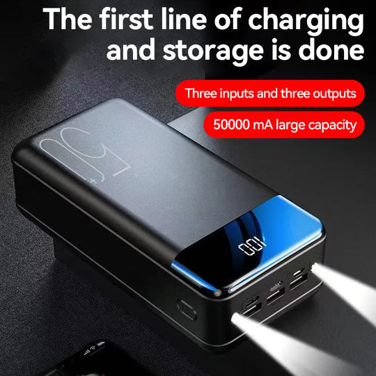Velindra 50000mAh Hochkapazitäts-Powerbank mit Schnellladefunktion für Handy, Tablet und Laptop
