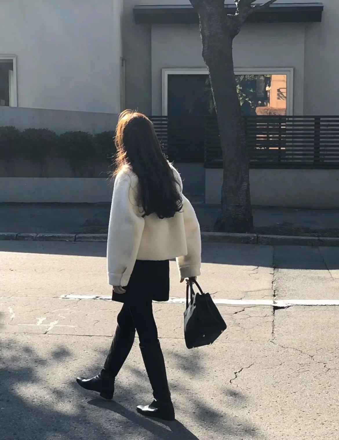 Magaly | Elegant weißer Wintermantel mit langen Ärmeln für Damen