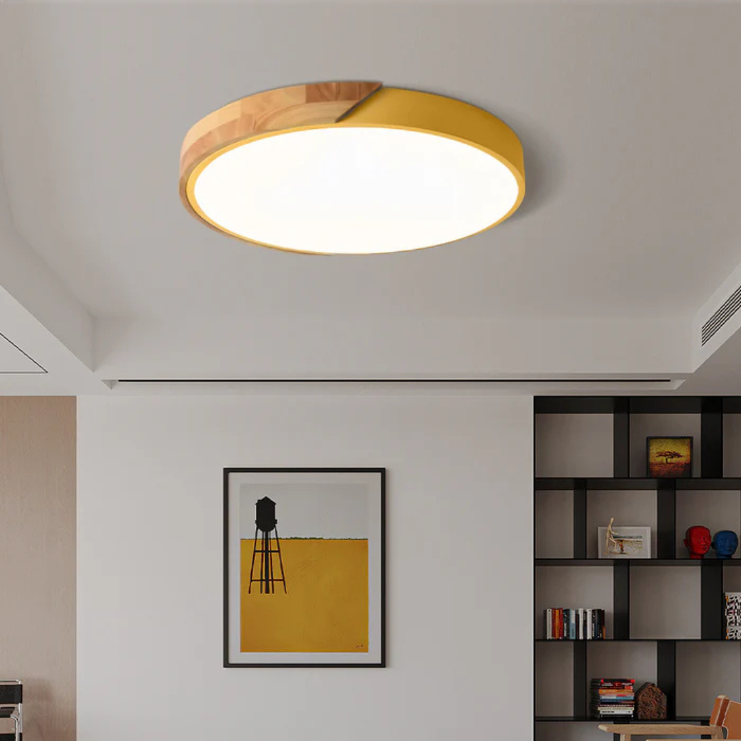 Delos - Elegante skandinavische Holz-LED-Deckenleuchte für moderne Innenräume