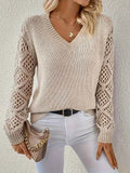 Maglione da donna elegante in maglia con scollo a V per un look invernale raffinato