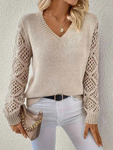Eleganter Damen-Strickpullover mit V-Ausschnitt für einen stilvollen Winterlook