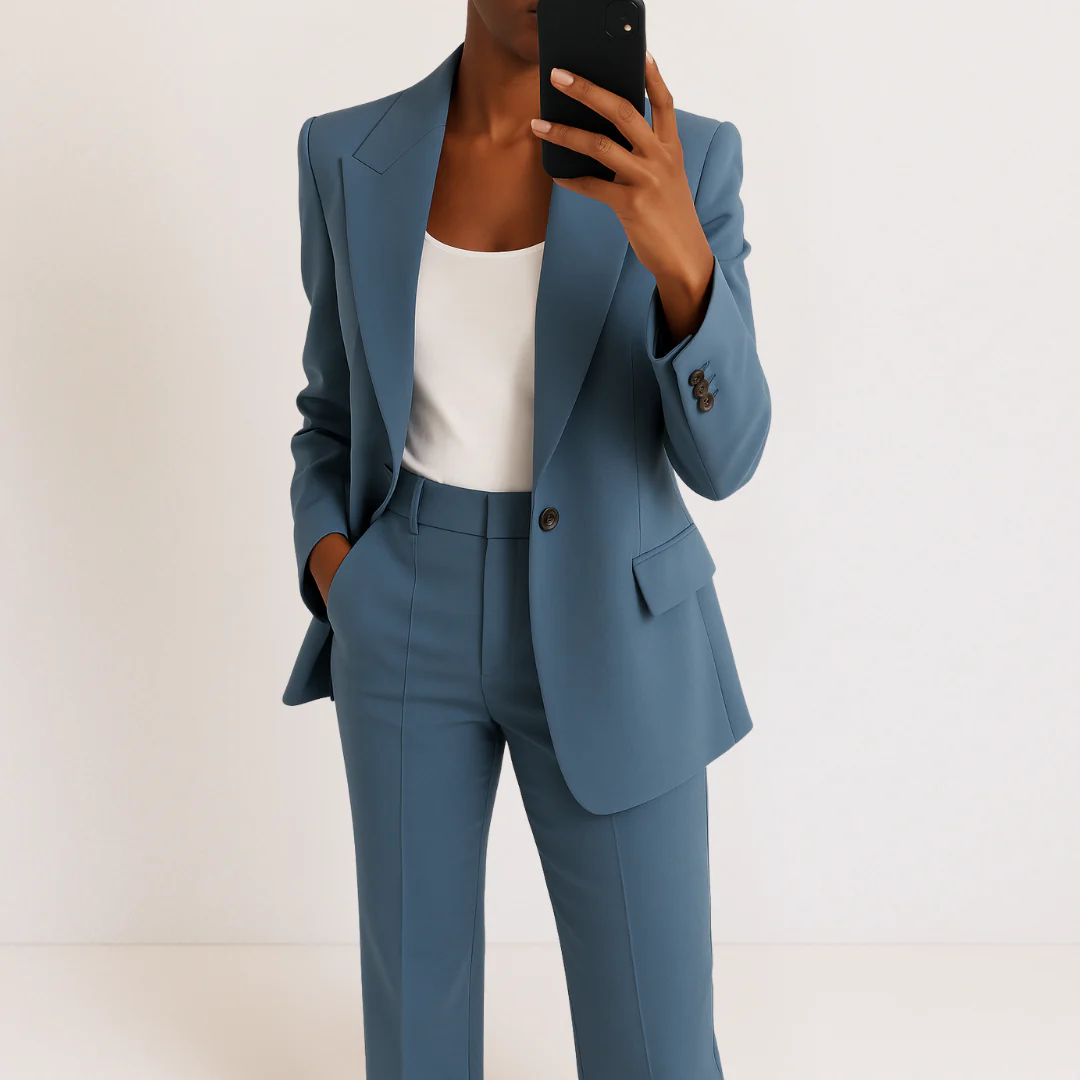 Modekate tøj med elegant blazer og dristige stribede accenter