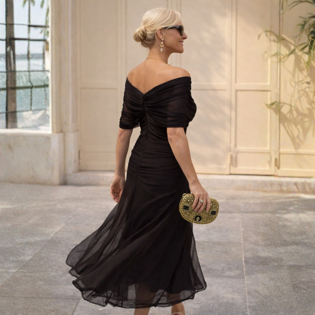 Rossana | Schulterfreies Maxikleid