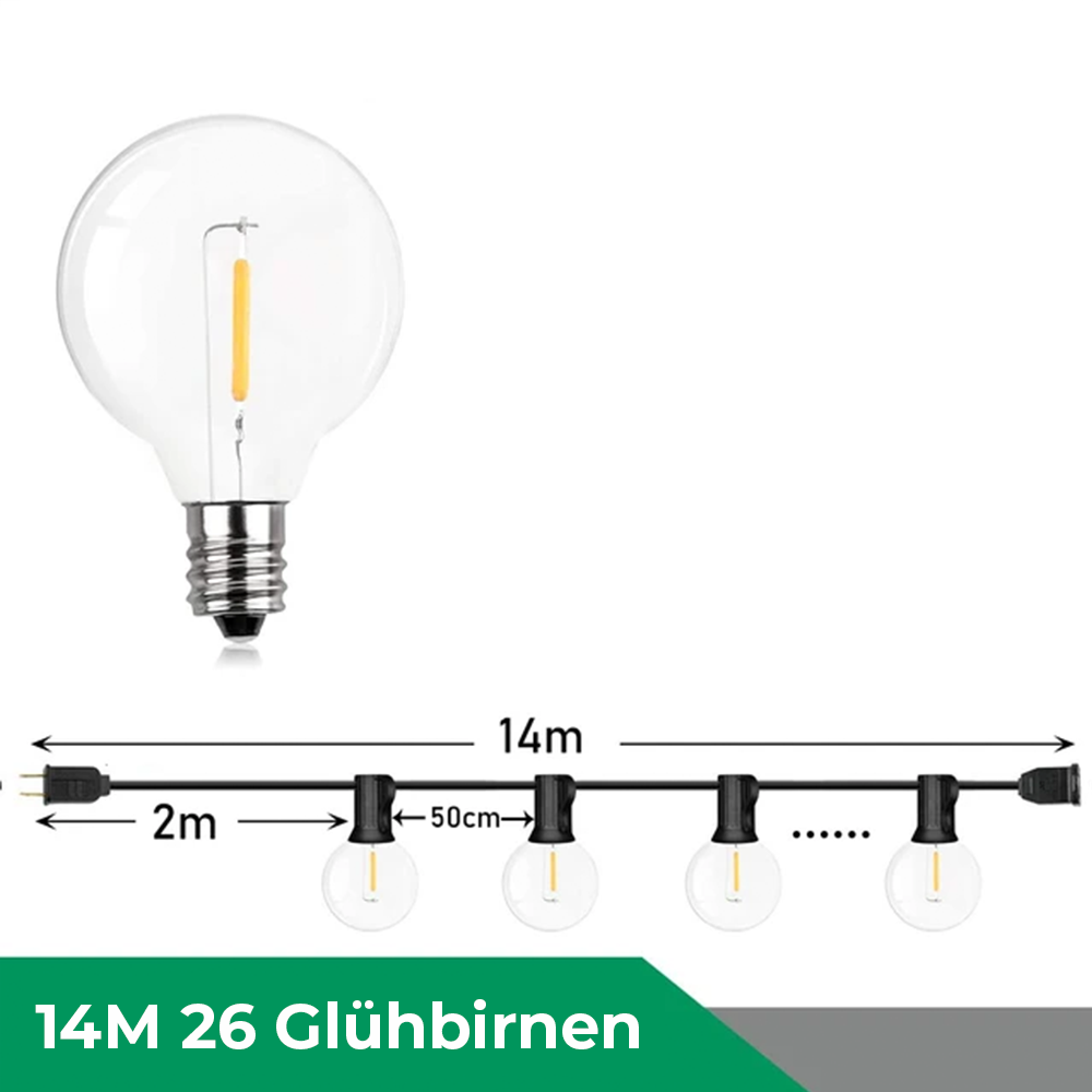 Wasserdichte LED-Lichterkette mit Warmweißem Licht und dimmbarer Helligkeitssteuerung