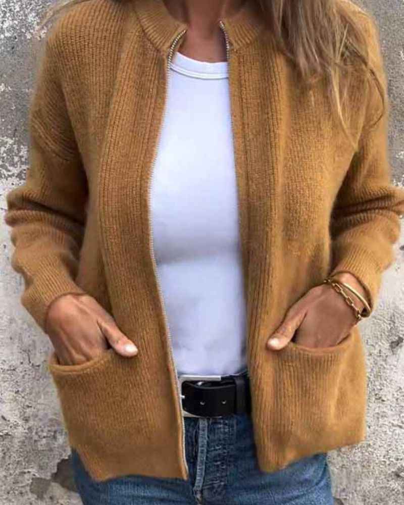 Atmungsaktive leichte Strickjacke mit offenem Strickmuster für einen mühelosen lässigen Stil