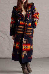 Elegant printed long jacket with practical lapel design