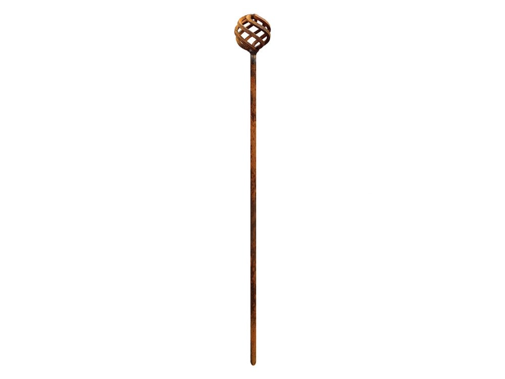 Rostige Metallkugel Gartenstecker zum Rosten gebracht