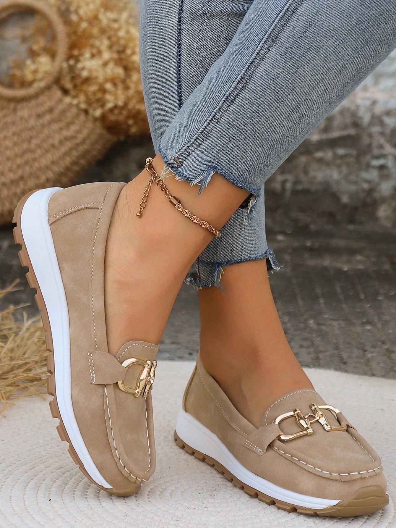Sophisticated Buckle-Detail Flat Loafers