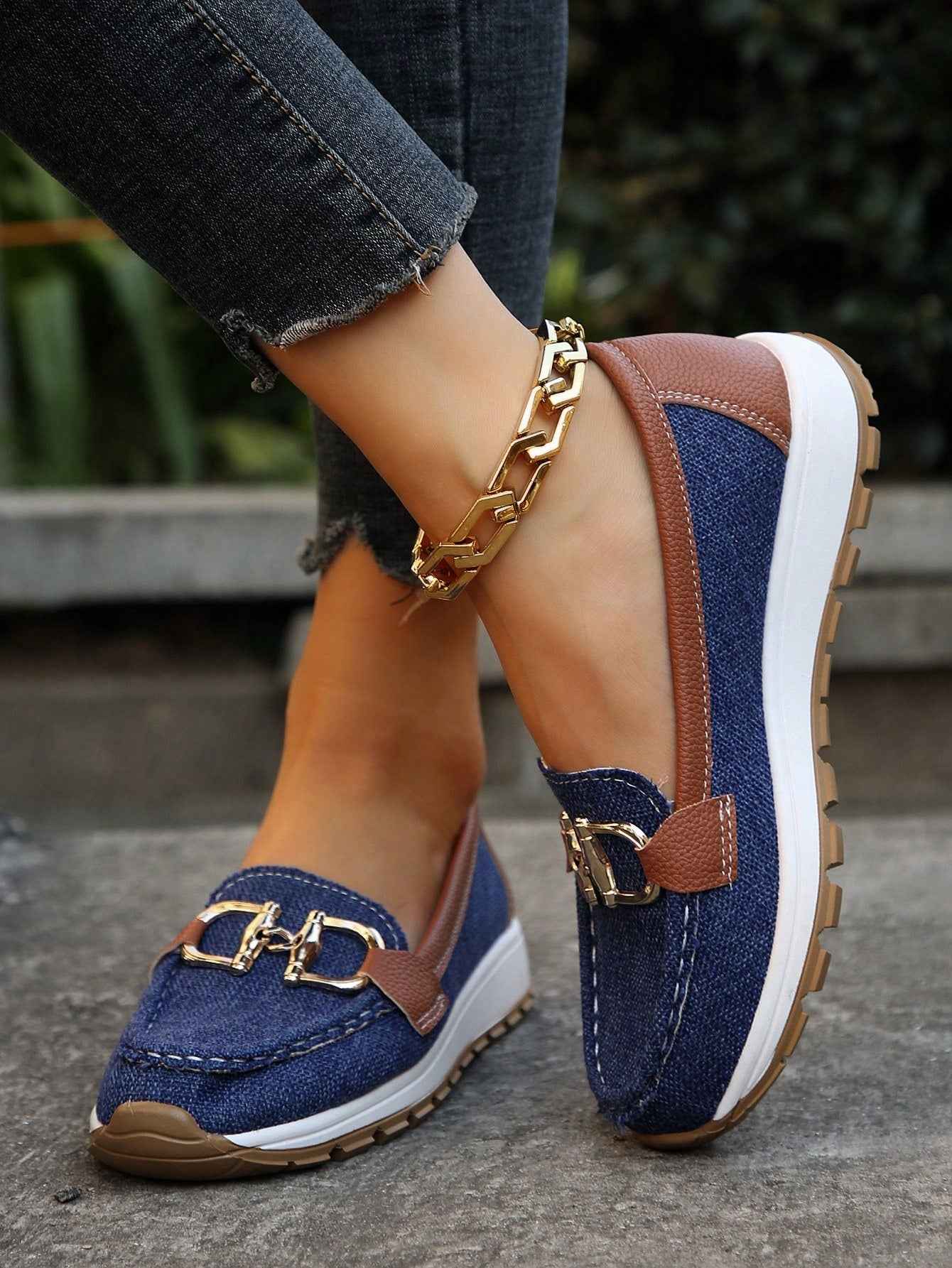 Sophisticated Buckle-Detail Flat Loafers