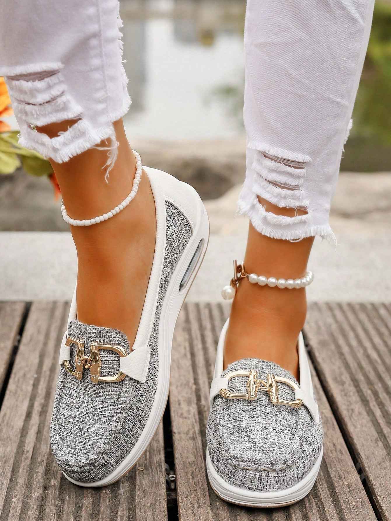 Sophisticated Buckle-Detail Flat Loafers