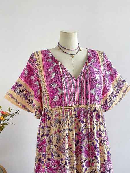 Boho-Blumen-Maxikleid – Fließender Boho-Stil für Übergrößen