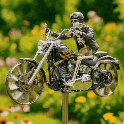 Skelett-Reiter Motorrad Garten-Windspinner