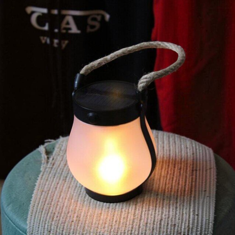 Garden – Lighting – Lanterns : Buiten Vlamlamp Zwart - Solar & Type-C Oplaadbaar Effectlicht in