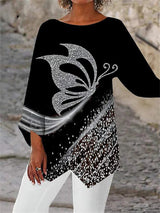 LYSENDRAE - Elegant printed long-sleeve shirt with round neckline