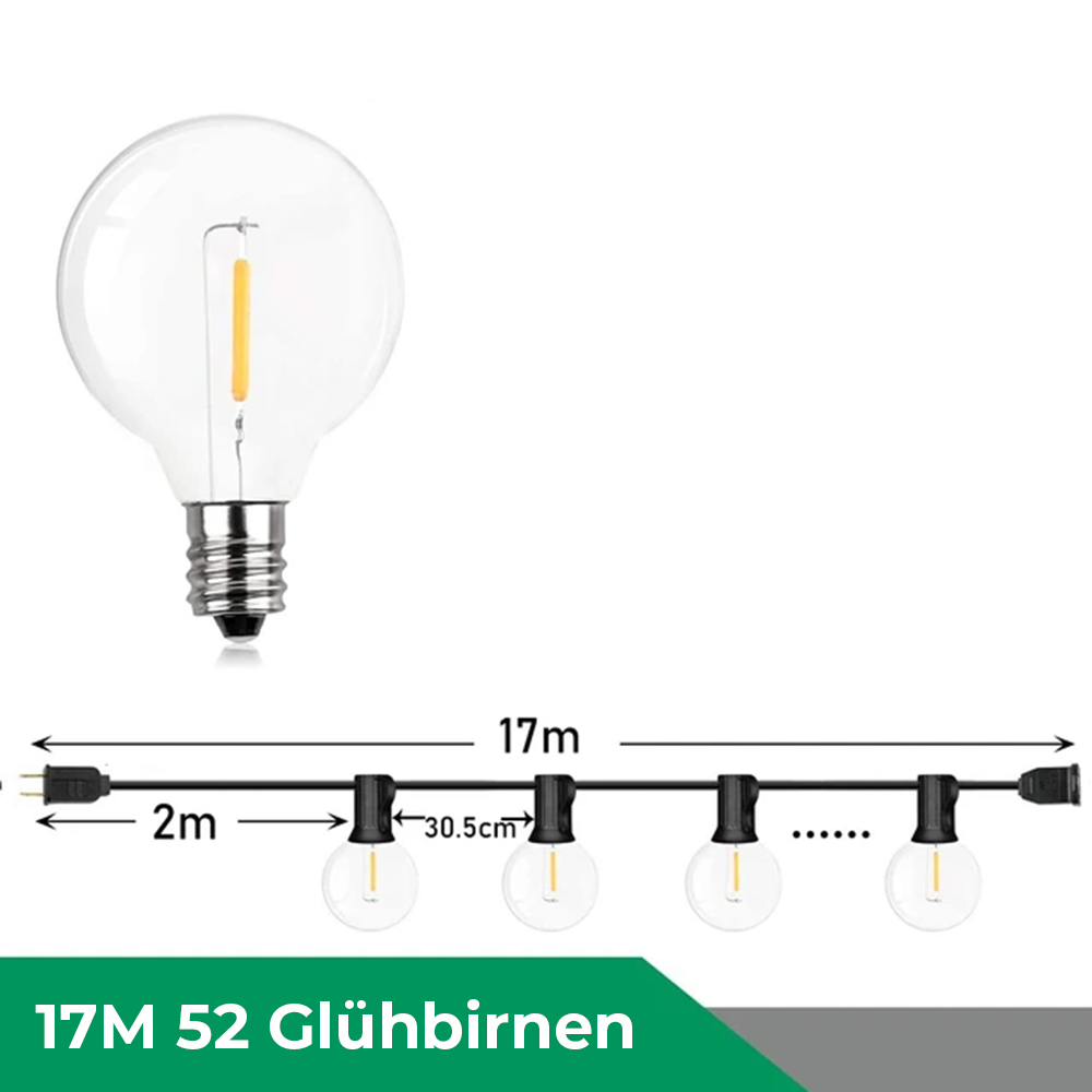 Wasserdichte LED-Lichterkette mit Warmweißem Licht und dimmbarer Helligkeitssteuerung