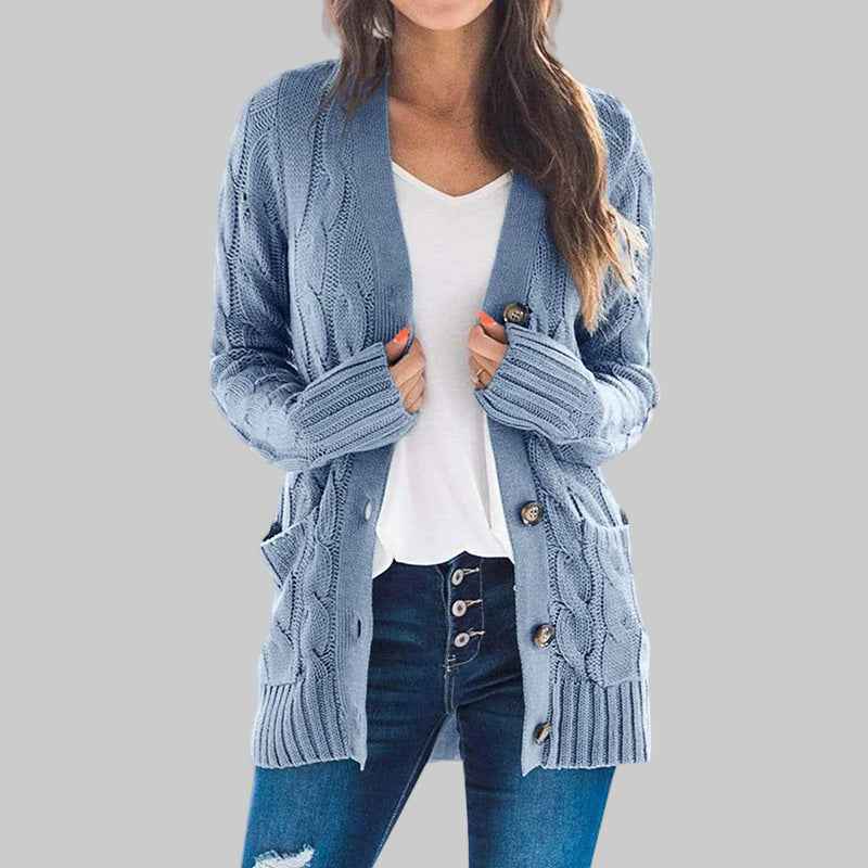 REMEDY™ Lässiger Langarm-Cardigan mit Knöpfen – Müheloser Alltagslook