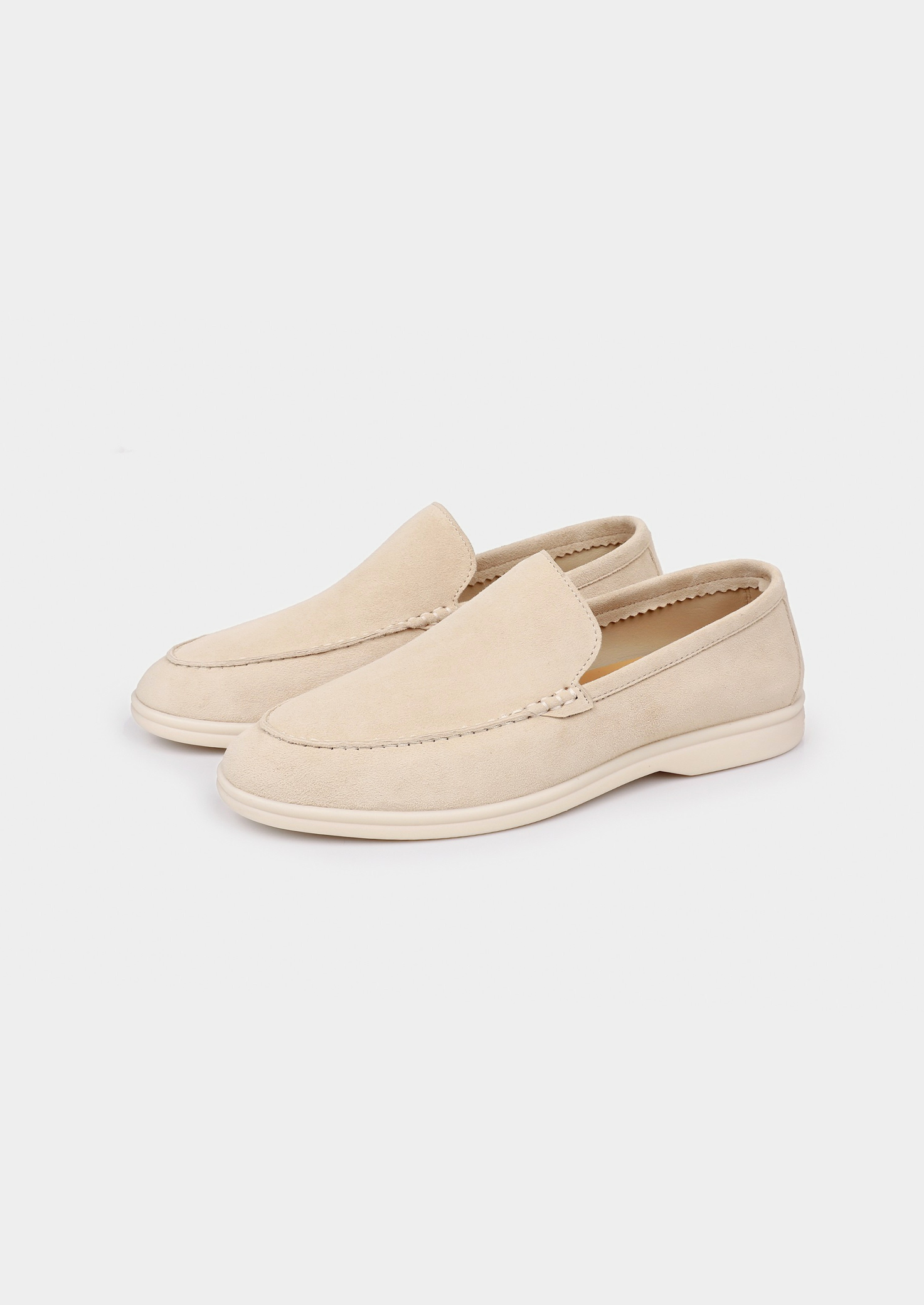 Herren Loafer Wildleder Slip-On Slipper Elfenbein