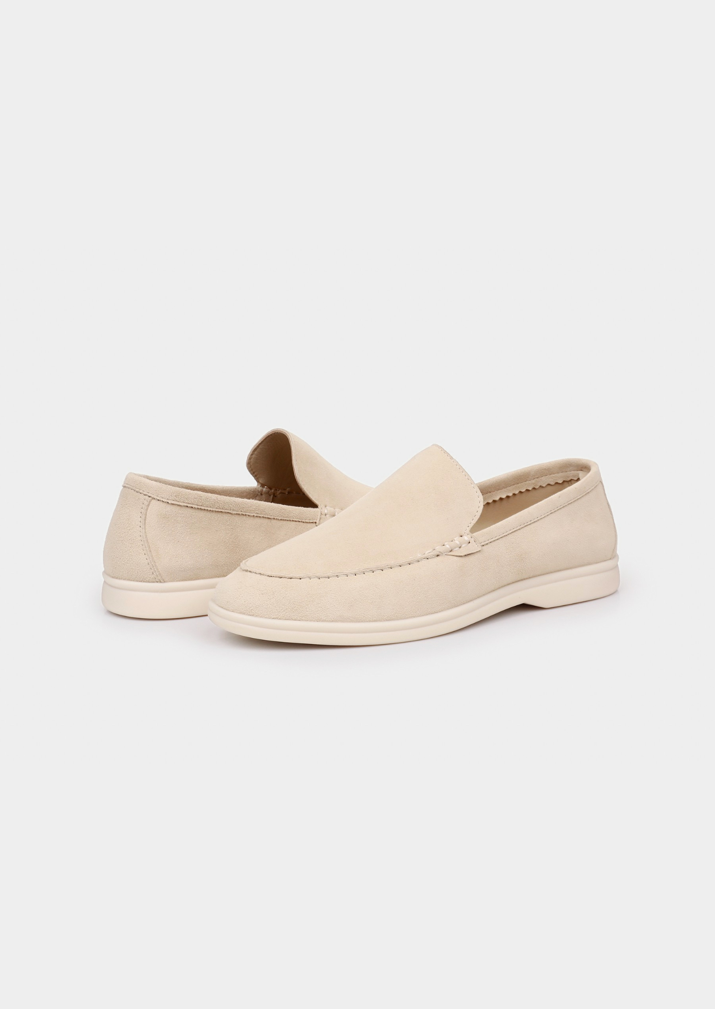 Herren Loafer Wildleder Slip-On Slipper Elfenbein