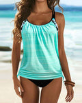 Einfarbiger Tankini mit Leopardenmuster