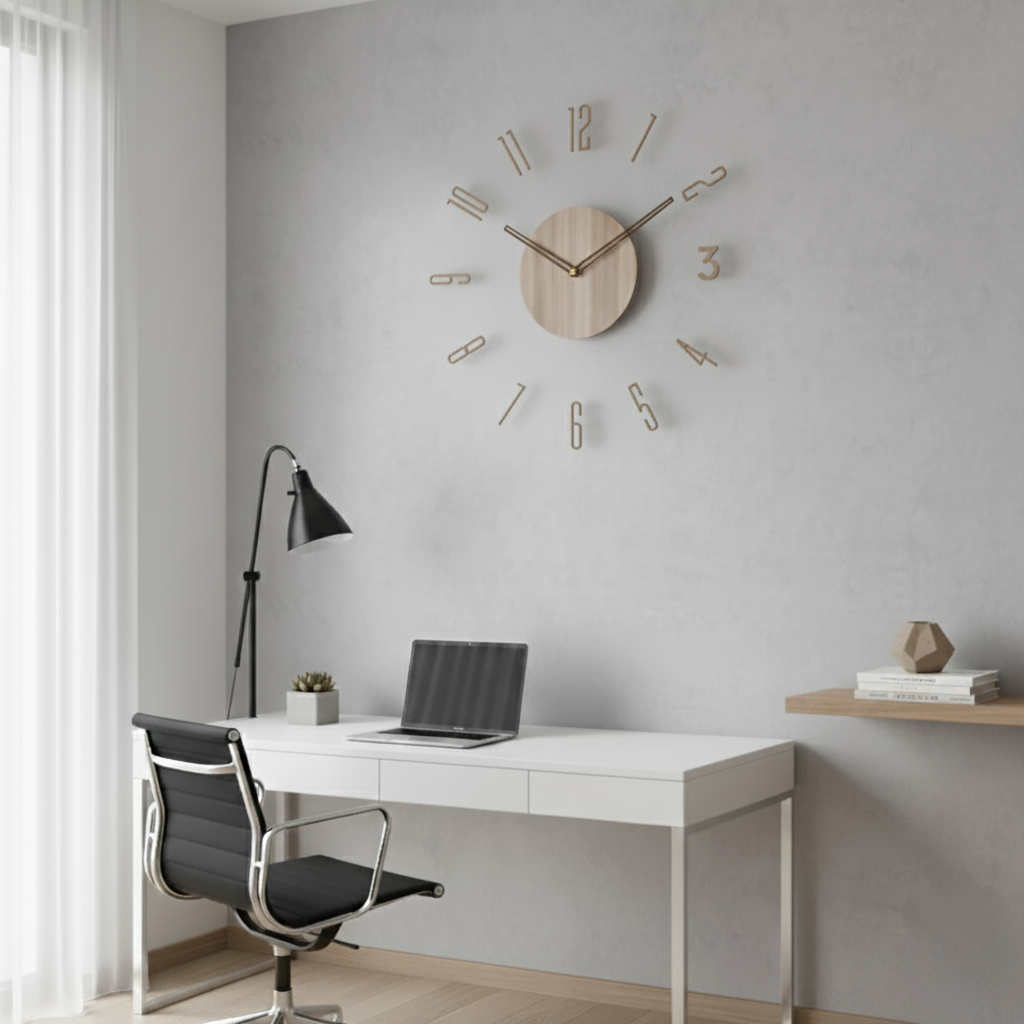 Geräuschlose Design-Wanduhr - Acryl & Holz