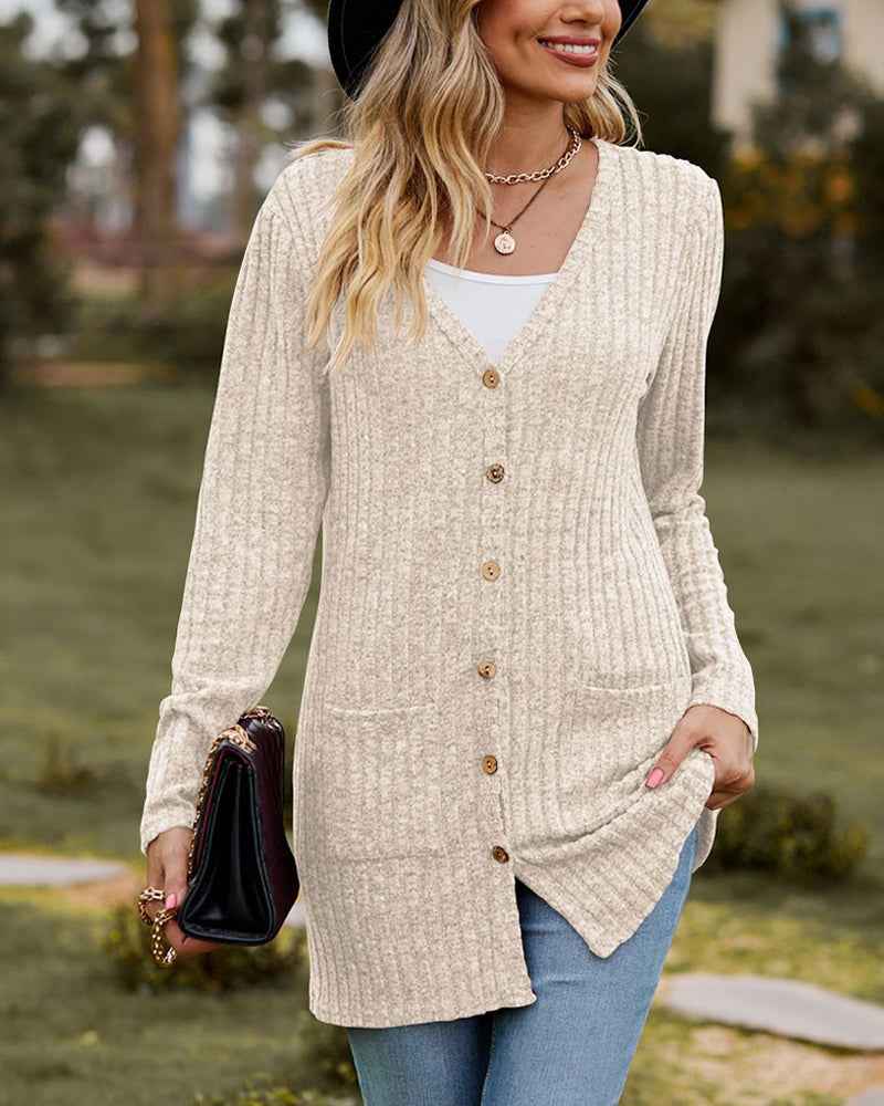 Elegante Damen-Langarm-Strickjacke für stilvollen Komfort