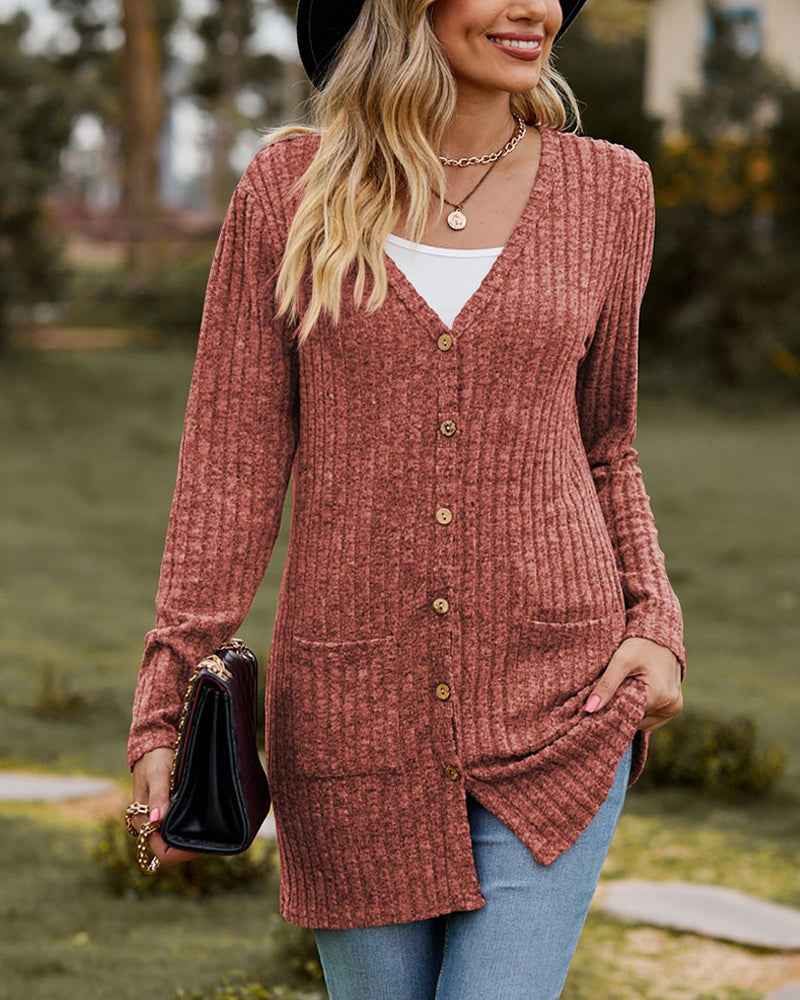 Elegante Damen-Langarm-Strickjacke für stilvollen Komfort