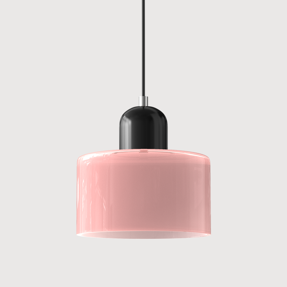 Bunte Glas-Bauhaus-Hängeleuchte – Retro Statement