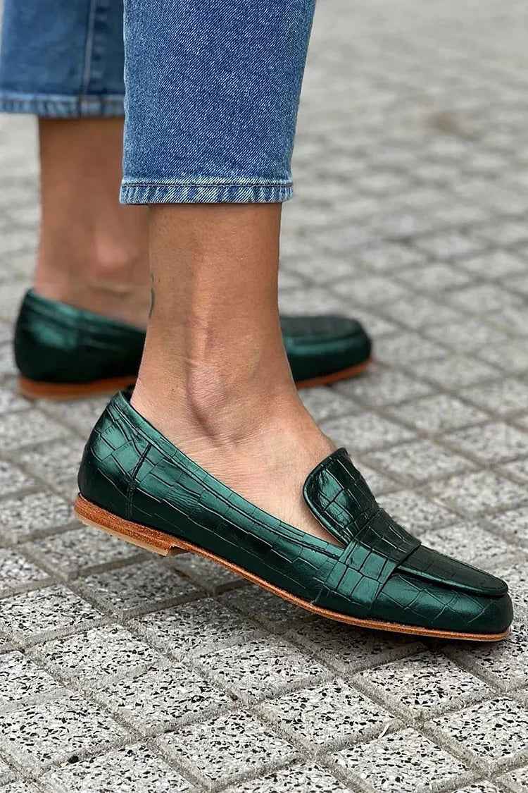 Lux Crocodile-Effect Leather Loafer - Sleek Slip-On