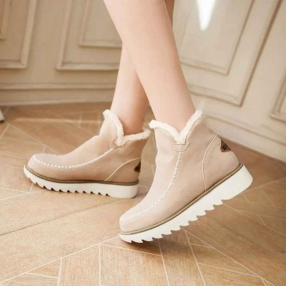 Ankle-Schuhe aus Kaschmir und Wildleder für Damen, perfekt für Schnee