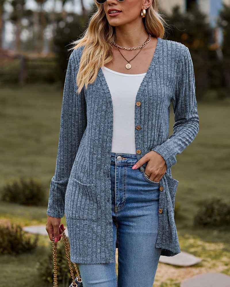 Elegante Damen-Langarm-Strickjacke für stilvollen Komfort