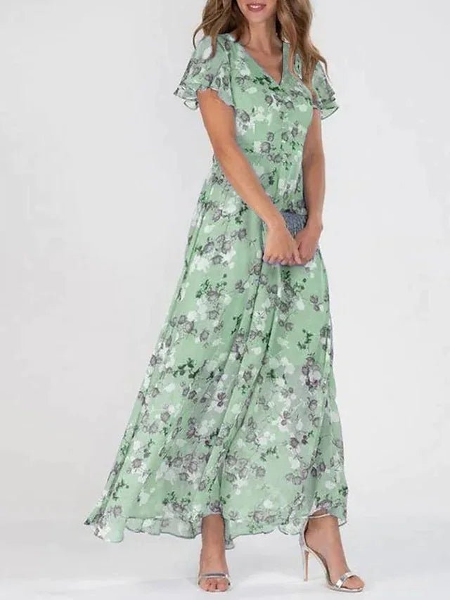 Fließendes Maxikleid Damen - Blumig & Schmeichelhaft Elegant